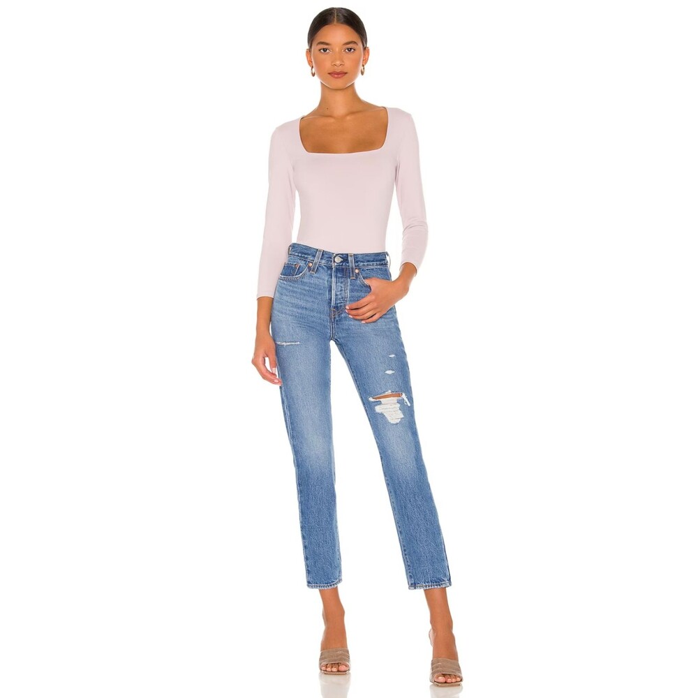 Levis Premium Womens Denim Jeans Wedgie Icon Distressed Blue Hi Rise Crop New